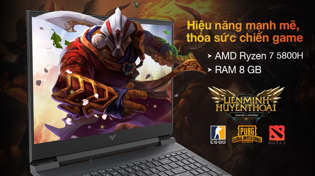 Laptop HP VICTUS 16 e0170AX R7 5800H/8GB/512GB/4G RTX3050Ti/16.1"F/144Hz/Win11//Đen - Hàng chính hãng