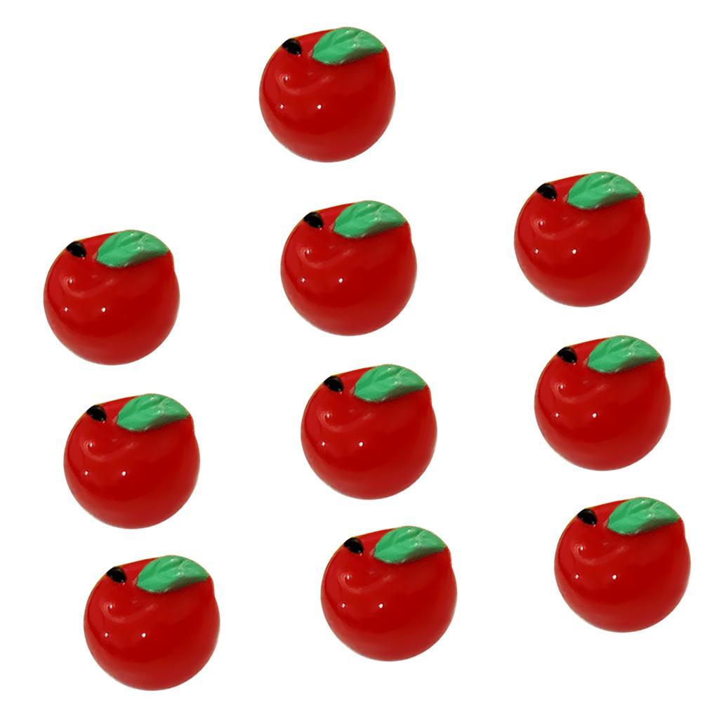 2x10 Pieces Micro Landscape Resin Fruit Ornament Garden DIY Apple Red