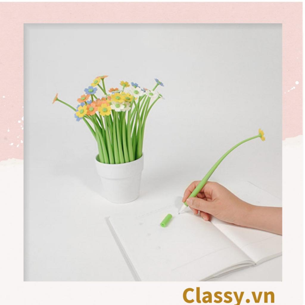 Bút bi Classy, bút gel mực đen hình bông hoa nhiều màu ngẫu nhiên PK1418