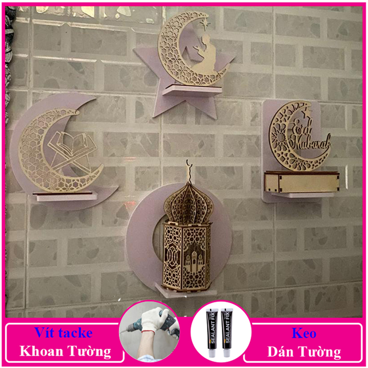 Kệ decor phòng ngủ, Trang trí lớp học, để chậu hoa treo tường, chất liệu gỗ Pitech cao cấp - C16