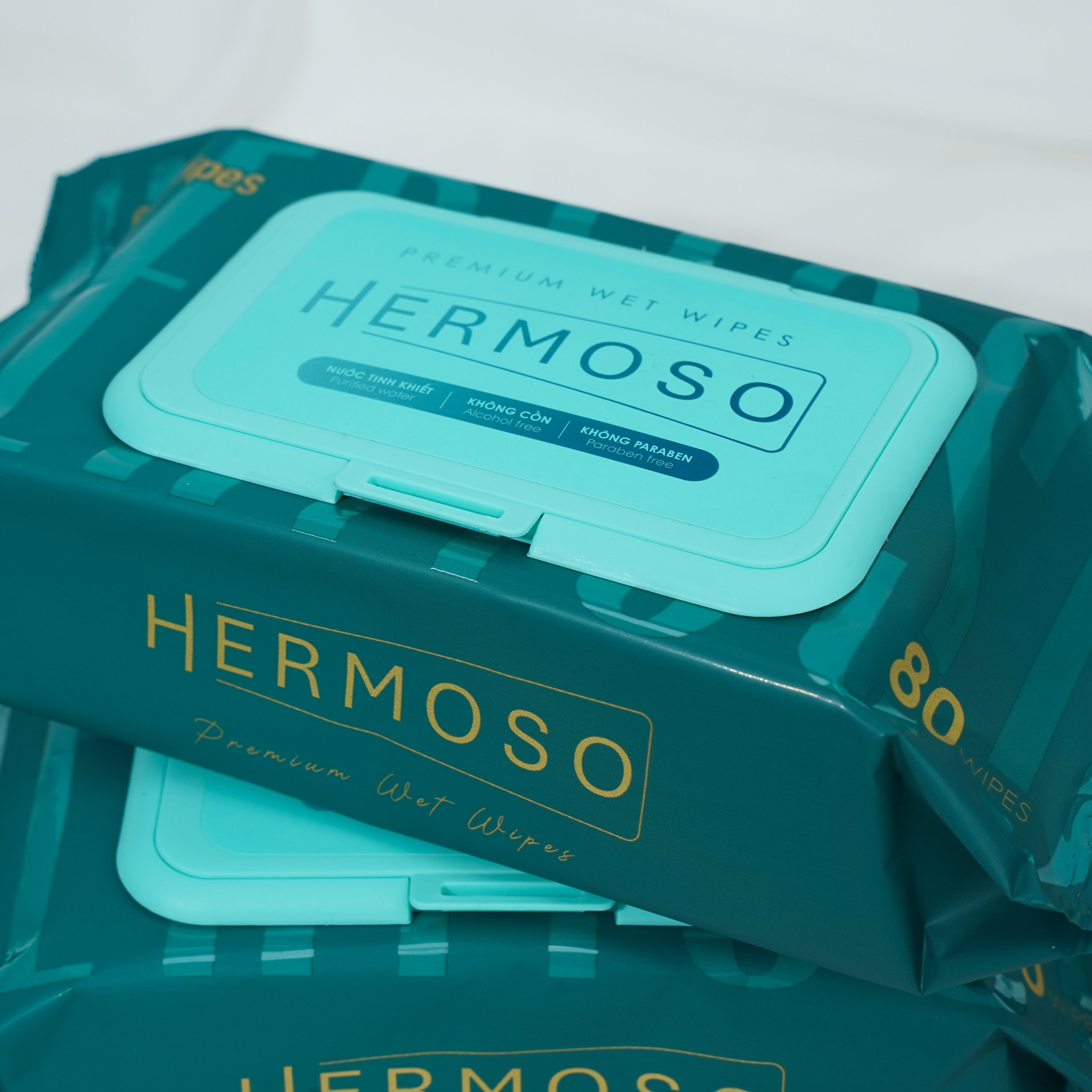 Khăn ướt cao cấp EcoWipes x Hermoso gói 80 tờ không mùi không chất tẩy an toàn cho bé