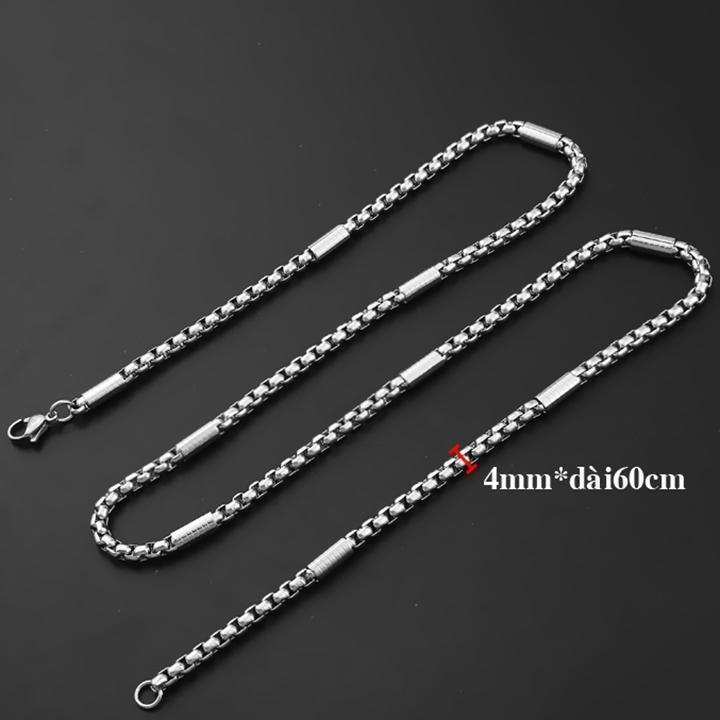 Dây chuyền nam titan cao cấp thời trang inox bọc khoanh chạm họa tiết tròn trangsucpt 4mm PTDCNA162