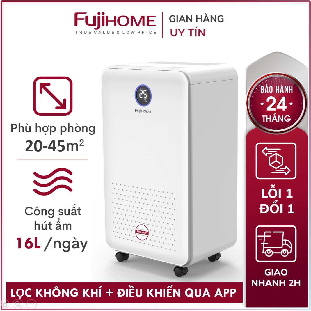 Máy hút ẩm lọc không khí 40m2 Nhập Khẩu Nhật Bản Fujihome, máy hút ẩm không khí gia dụng thông minh công suất lớn hiển thị độ ẩm mini dehumidifiers - Hàng chính hãng