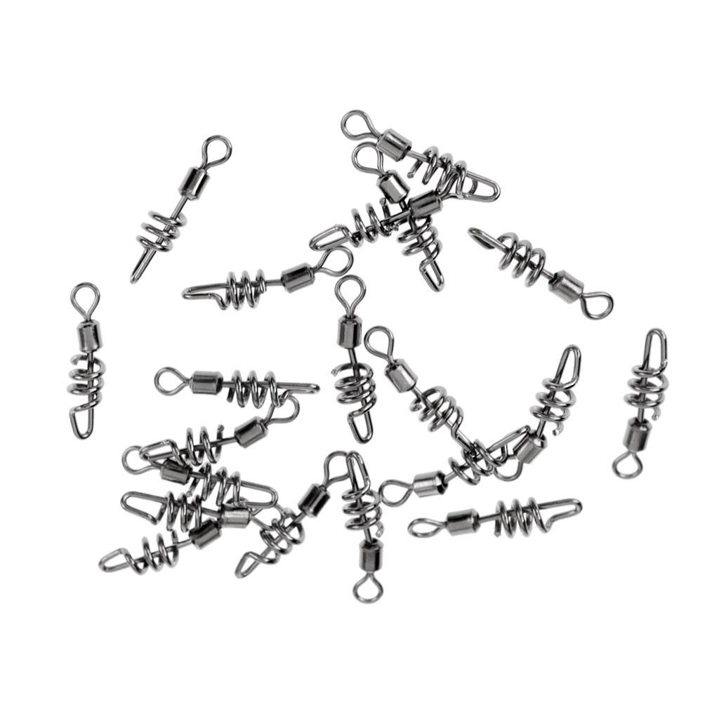 20 Pieces Fishing Swivel Snap Corkscrew Swivels Swirl Connector with Rolling Swivel Saltwater 16mm-27mm