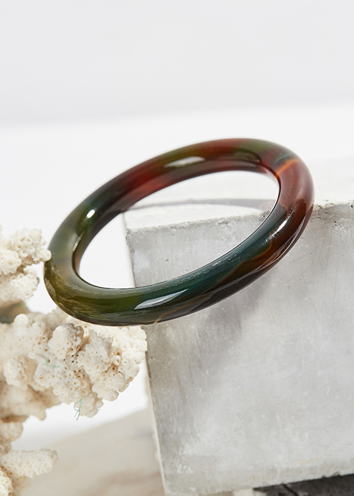 Vòng tay đá mã não thiên nhiên bản tròn dày 10mm Ni 56, 57mm - Ngọc Qúy Gemstones