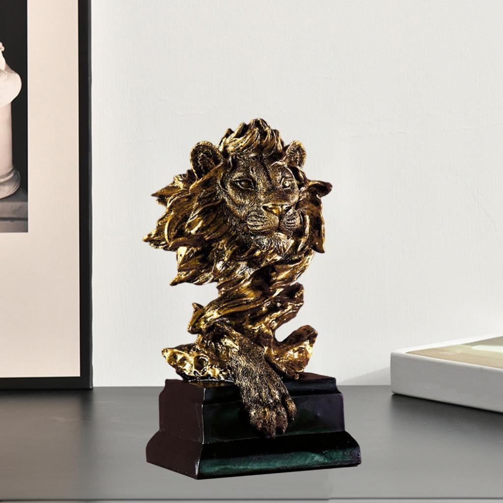 3D Lion Statue Resin Animal Figurine Sculpture Ornament Desktop Decor
