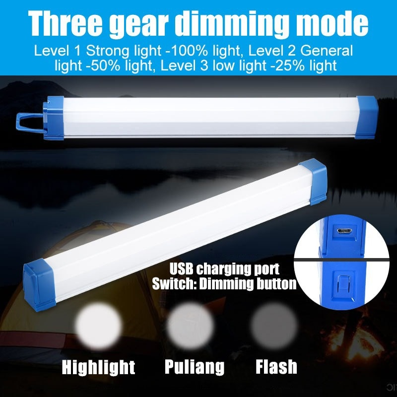 Đèn cắm trại cầm tay ngoài trời tích điện 60W 5200mAh 52cm