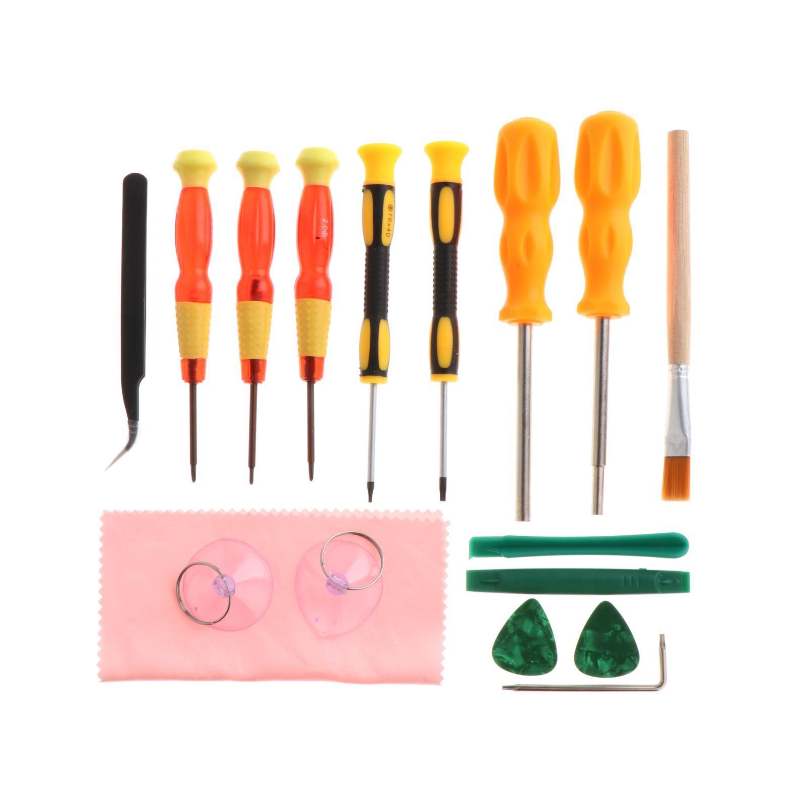 17 in 1 Screwdriver Repair Kit for Game Console Screwdriver Tool Set with Tweezer Triangle Opening Pick Cleaning Brush Pry Opening Repair Tools