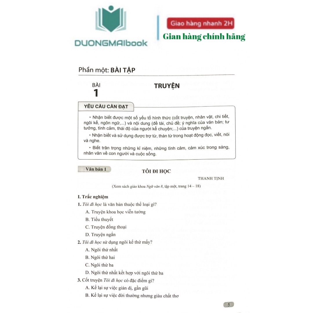 Sách - Bài tập đọc hiểu Ngữ văn 8 Cánh Diều( bán kèm 1 bút bi )