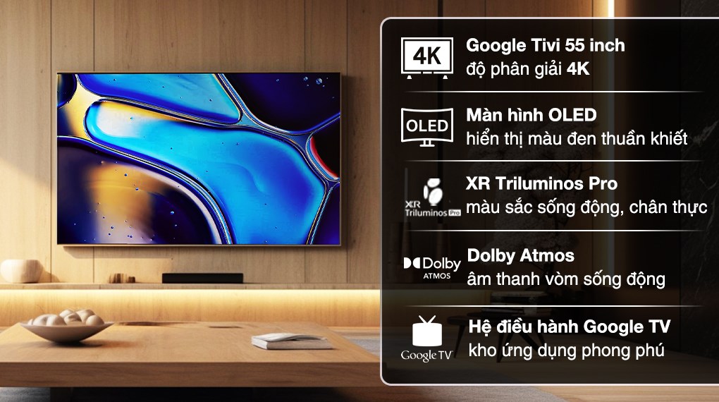 K-55XR80 - Google Tivi OLED Sony 4K 55 inch K-55XR80 - Hàng Chính Hãng