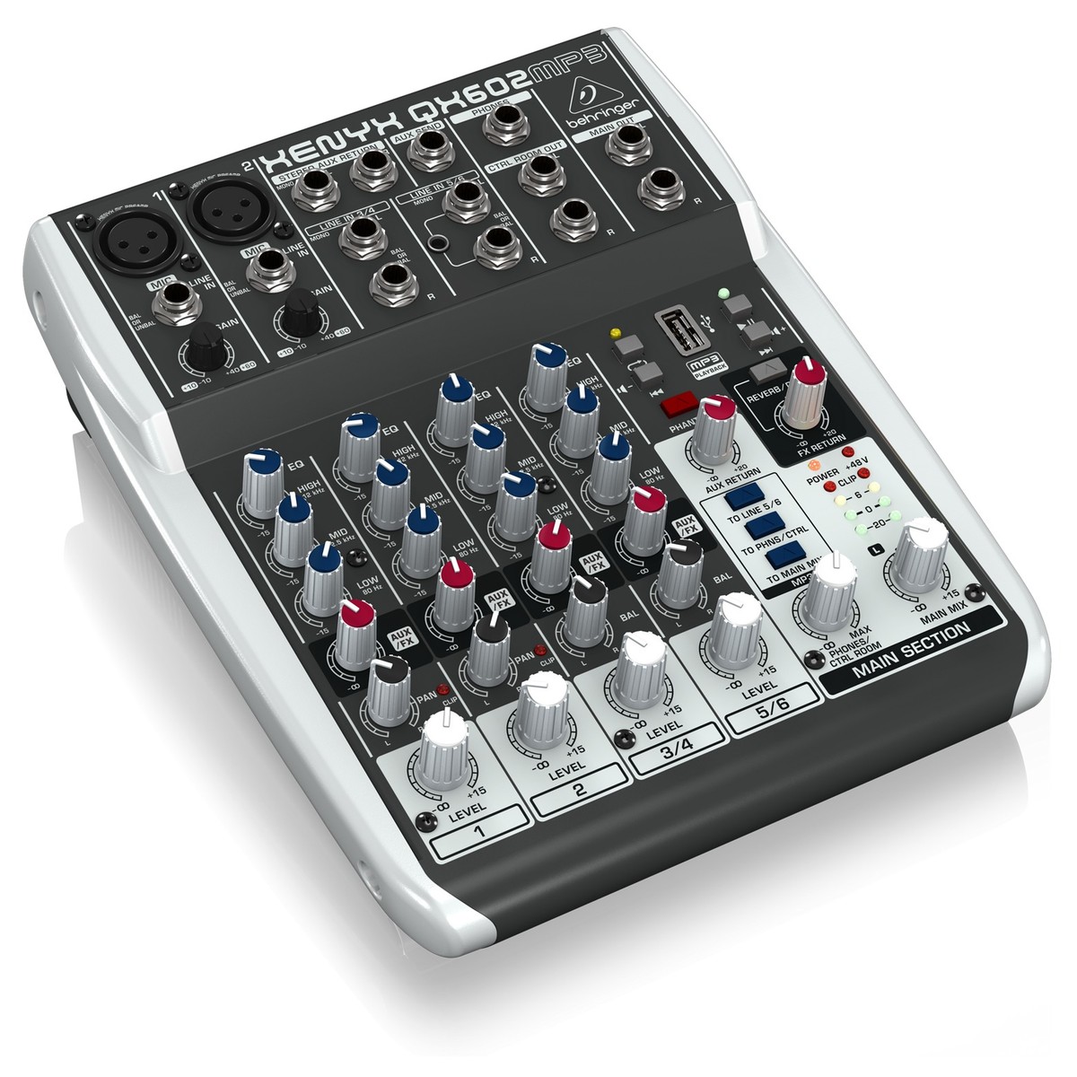 Behringer XENYX QX602MP3 6-Input Mixer with MP3 Player - Hàng Chính Hãng