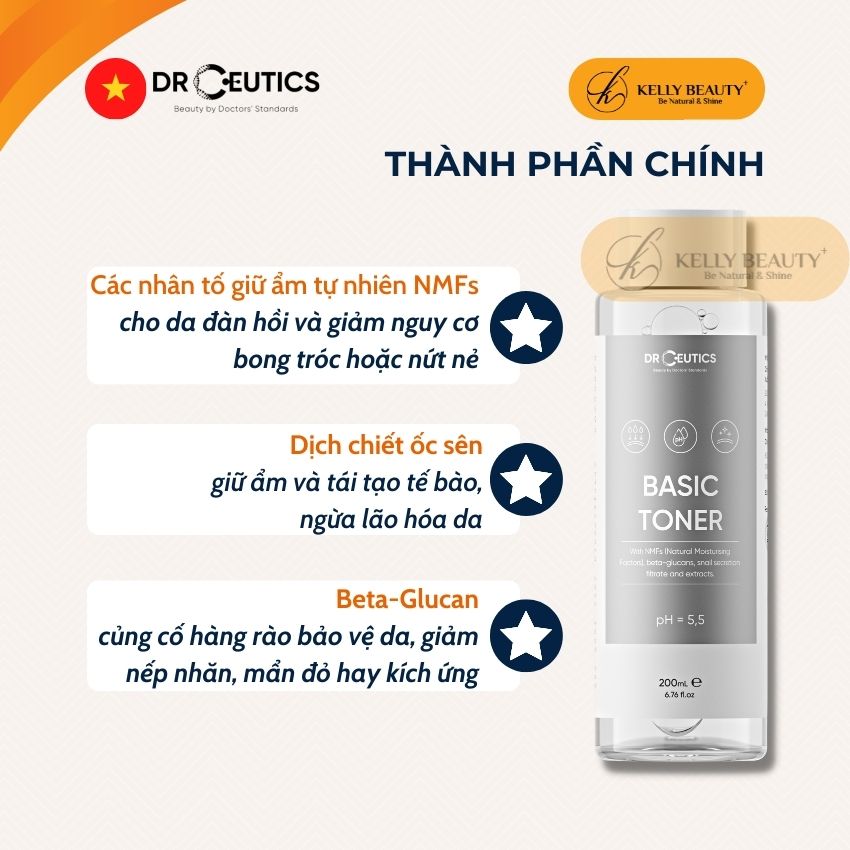 Basic Toner DrCeutics - Cân Bằng Độ pH, Cấp Ẩm Làm Dịu Làn Da | Kelly Beauty