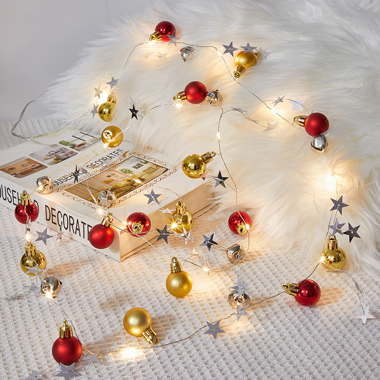 Đèn led trang trí noel quả châu đỏ vàng