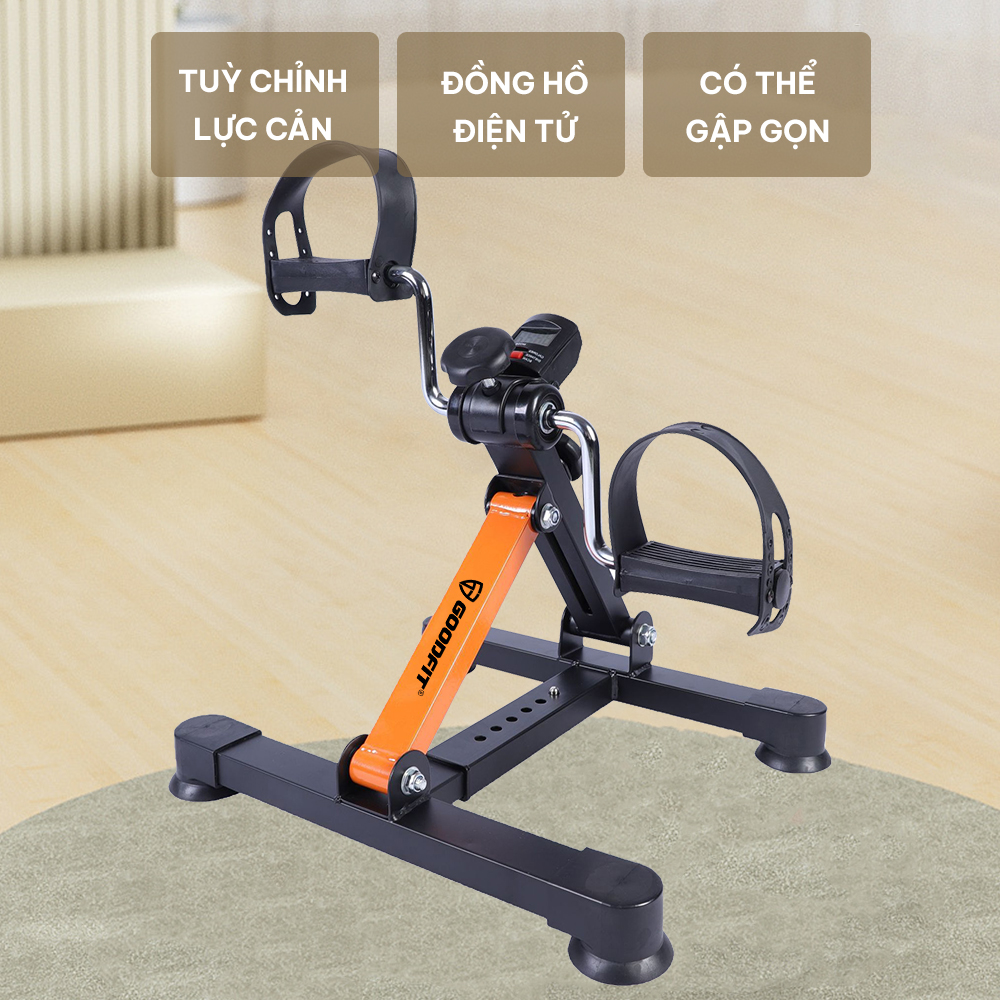 Xe đạp gấp gọn, xe đạp mini tập thể dục tại nhà, có đồng hồ điện tử GoodFit GF006MB