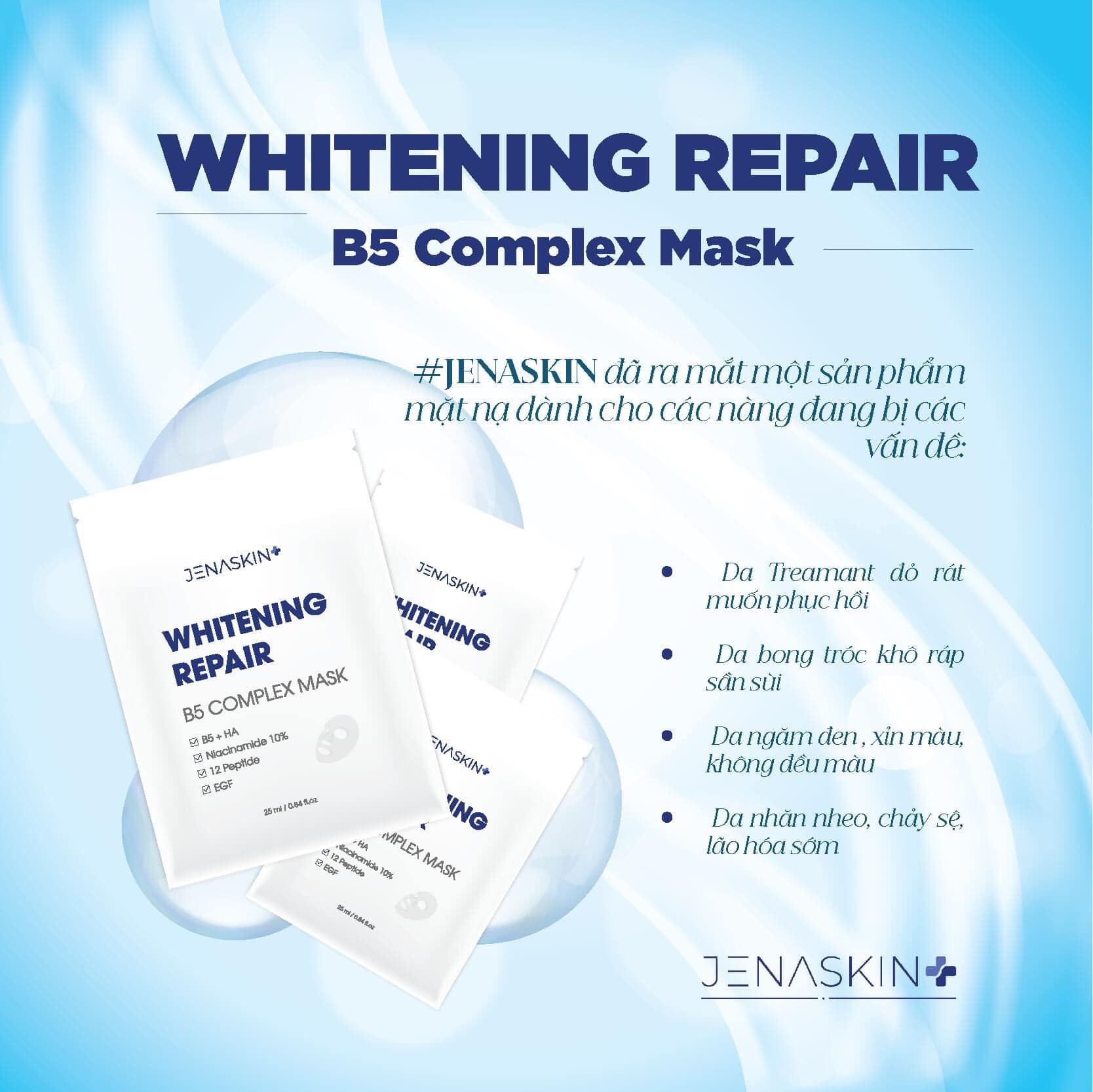 Mặt Nạ Trắng da Cấp ẩm Mờ Thâm Nám Niaciamide 10% Whitening Repair JENASKIN B5 Complex Mask 25ml