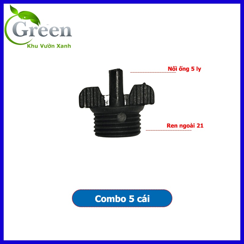 Combo 5 Đầu Nối Khởi Thủy Ren Ngoài 21 Sang Nối Ngoài 5 ly Dùng Trong Tưới Phun Sương Tưới Nhỏ Giọt