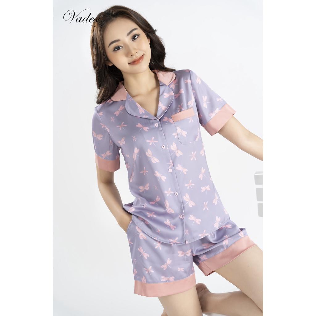 Bộ Pijama Đùi Nữ Mặc Nhà Chất Liệu Lụa Luxury Cao Cấp Họa Tiết Sang Đẹp Mát Mềm