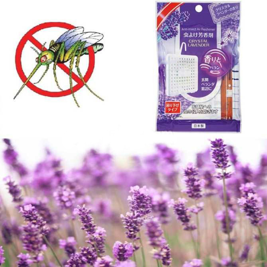 Combo Miếng Đuổi Muỗi, Côn Trùng Treo Phòng Tiện Lợi (Hương Lavender) + Hộp 180 Bông Vệ Sinh Tai An Toàn Cao Cấp - Nội Địa Nhật Bản