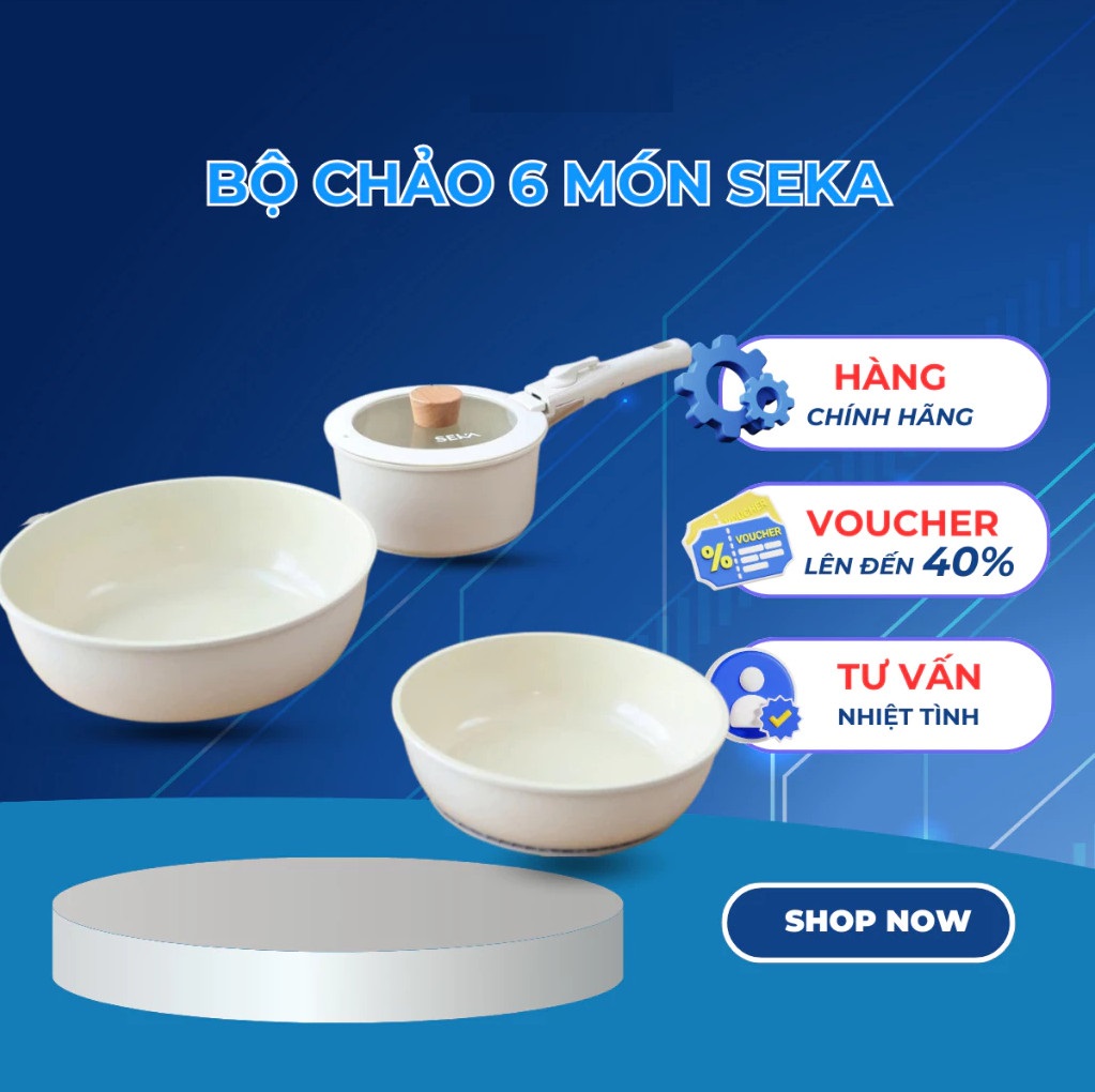 Bộ 3 Nồi Chảo SEKA SKJ6 Nhôm Đúc Nguyên Khối Tay Cầm Tháo Rời Dùng Mọi Loại Bếp - Hàng Chính Hãng Bảo Hành 2 Năm