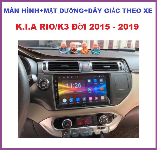 Bộ Màn hình kết nối wifi ram2G-rom32G cho xe K.I.A RIO/K3 đời 2015-2019, đầu dvd ô tô - Màn hinh oto android 9inch cho xe hơi kèm mặt dưỡng và dây giắc, xem youtube, GPS chỉ đường, camera lùi tiện ích.