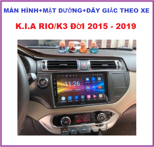 Màn hình androi 9 inchs xe K.I.A RIO/K3 đời 2015 đến 2019 màn cường lực cảm ứng kết nối WIFI điều khiển giọng nói cấu hình Ram 1G. bộ nhớ trong16G.Bộ màn +mặt dưỡng và dây giắc xe K.I.A RIO/K3. Đầu dvd oto, phụ kiện xe hơi.