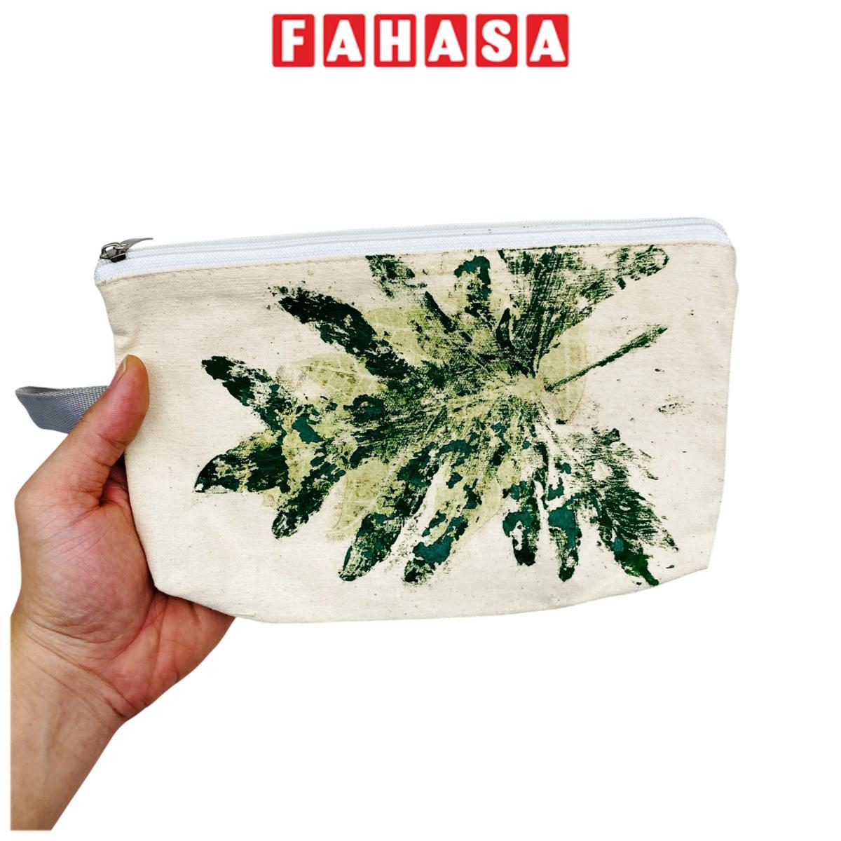 Túi Bút Vải Canvas In Hoa Lá Tươi - Saigon Zerowaste - Mẫu 2