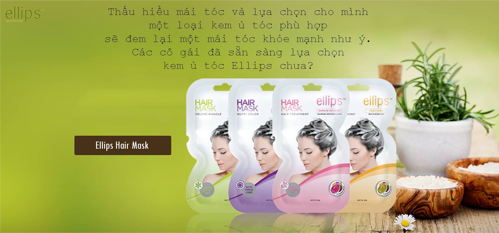[COMBO 5 GÓI] Kem Ủ Tóc Cho Tóc Uốn Nhuộm Ellips Vitamin Hair Mask Nutri Color 20g