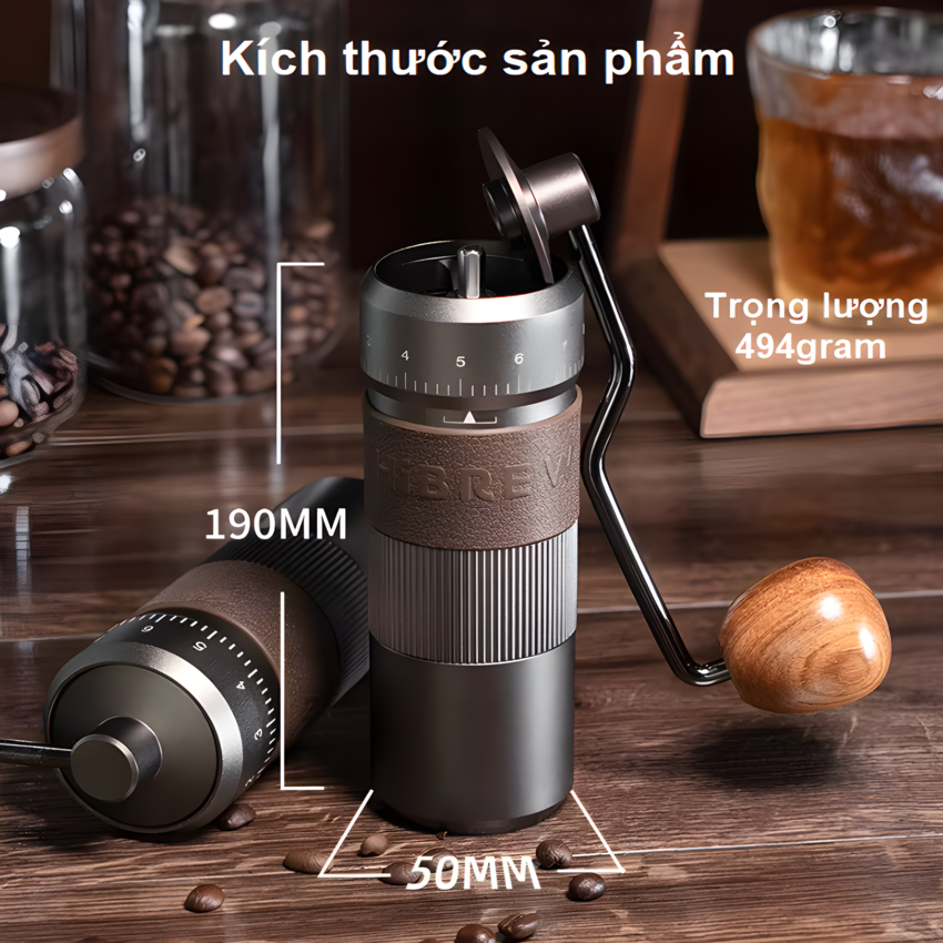 Máy xay hạt cà phê cầm tay chuyên nghiệp, lưỡi xay 6 cánh core kép, 55 cấp độ và 11 level thương hiệu HiBREW G4B - Hàng Nhập Khẩu