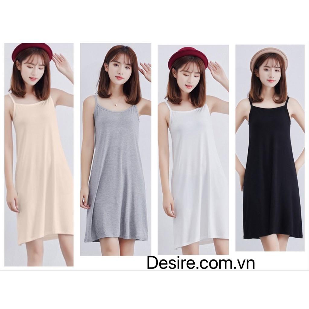 Váy hai dây thun - Váy mặc lót thun dáng suông cổ ngang