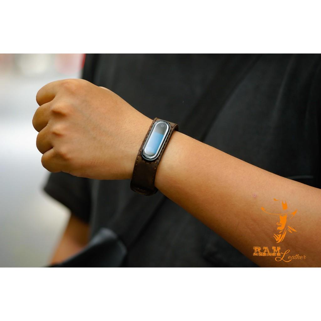 DÂY DA BÒ NÂU ĐẤT CHO MIBAND 4 / MIBAND 3 CỦA RAM LEATHER CỰC KỲ CHẤT LƯỢNG