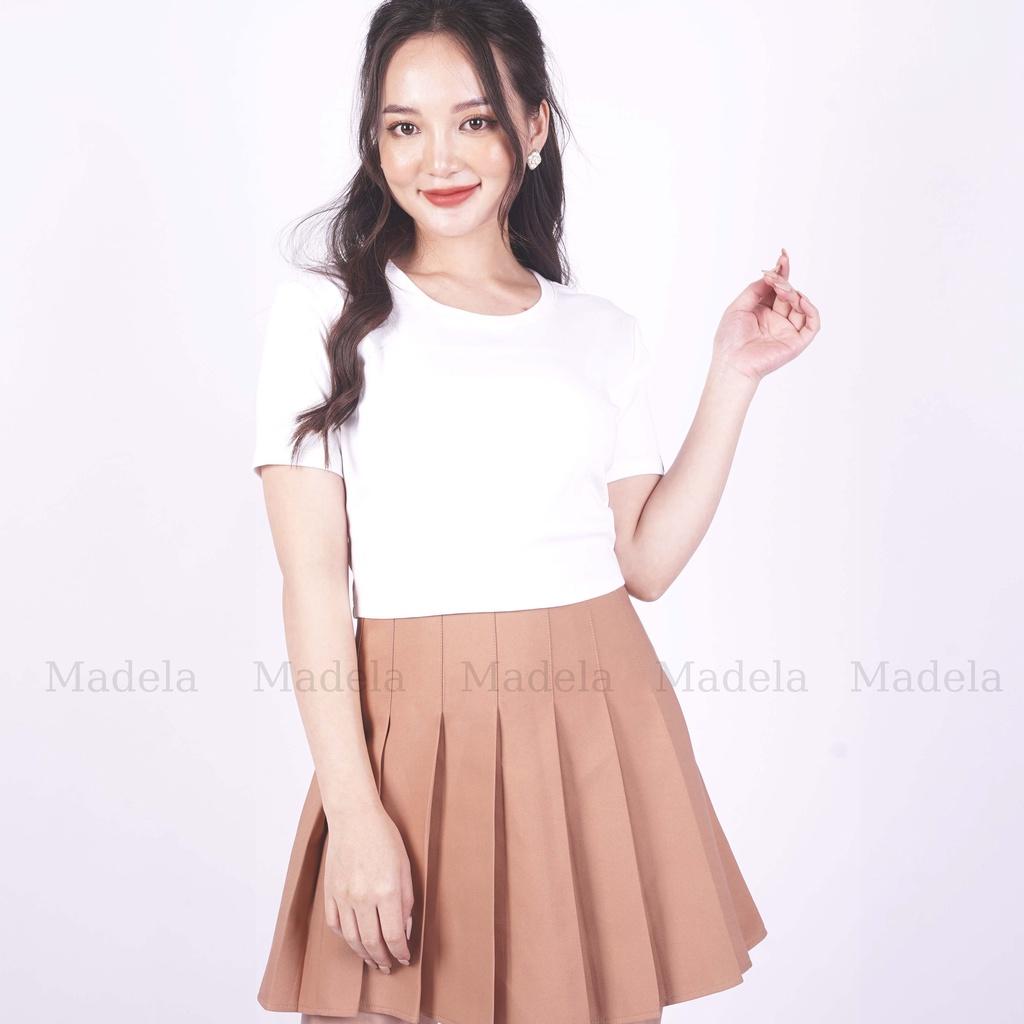 Áo croptop tay ngắn nữ ôm body Madela cổ tròn, chất liệu cotton mềm mịn thoải mái , kiểu dáng basic trẻ trung, năng động  - ACTN03