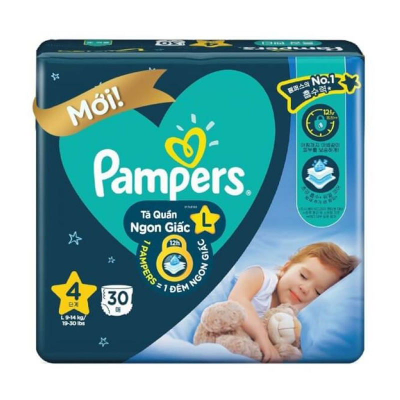 Tã quần Pampers ngủ ngon size L 30 miếng (từ 9 - 14 kg)