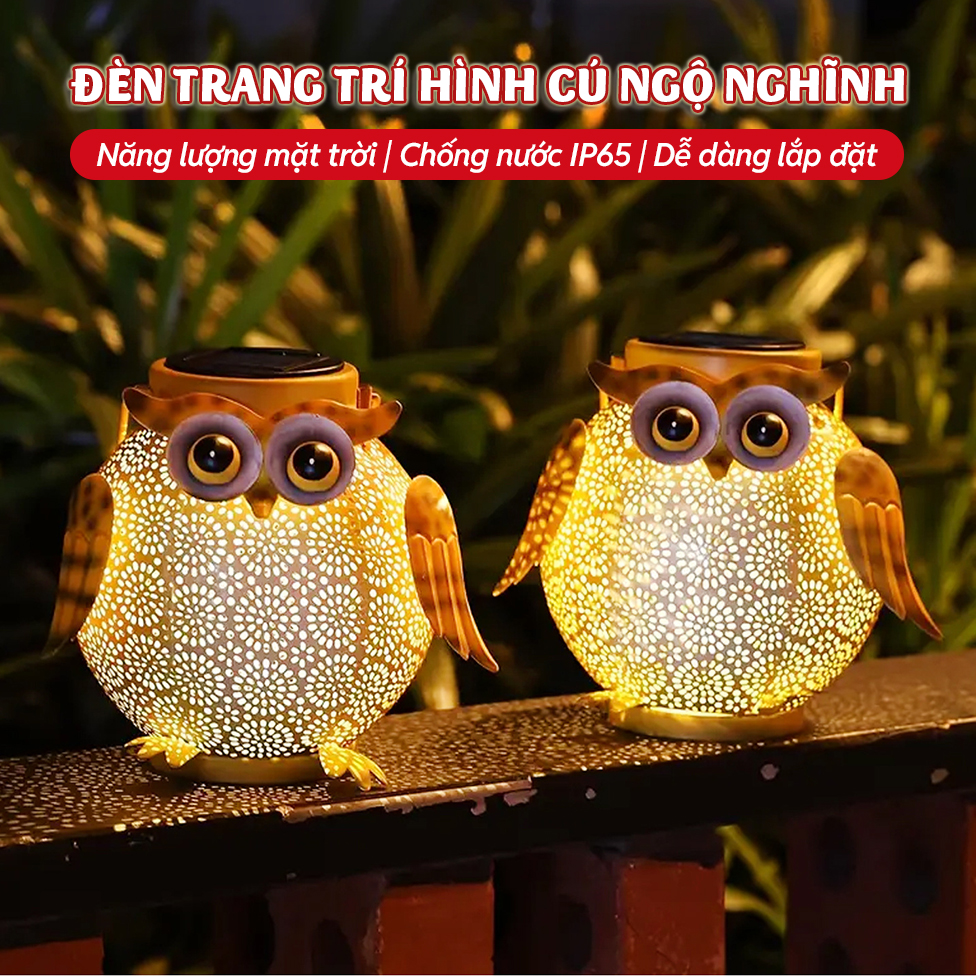 Đèn trang trí năng lượng mặt trời hình cú ngộ nghĩnh, tiết kiệm điện, bóng siêu sáng, chống thấm nước - DA3179