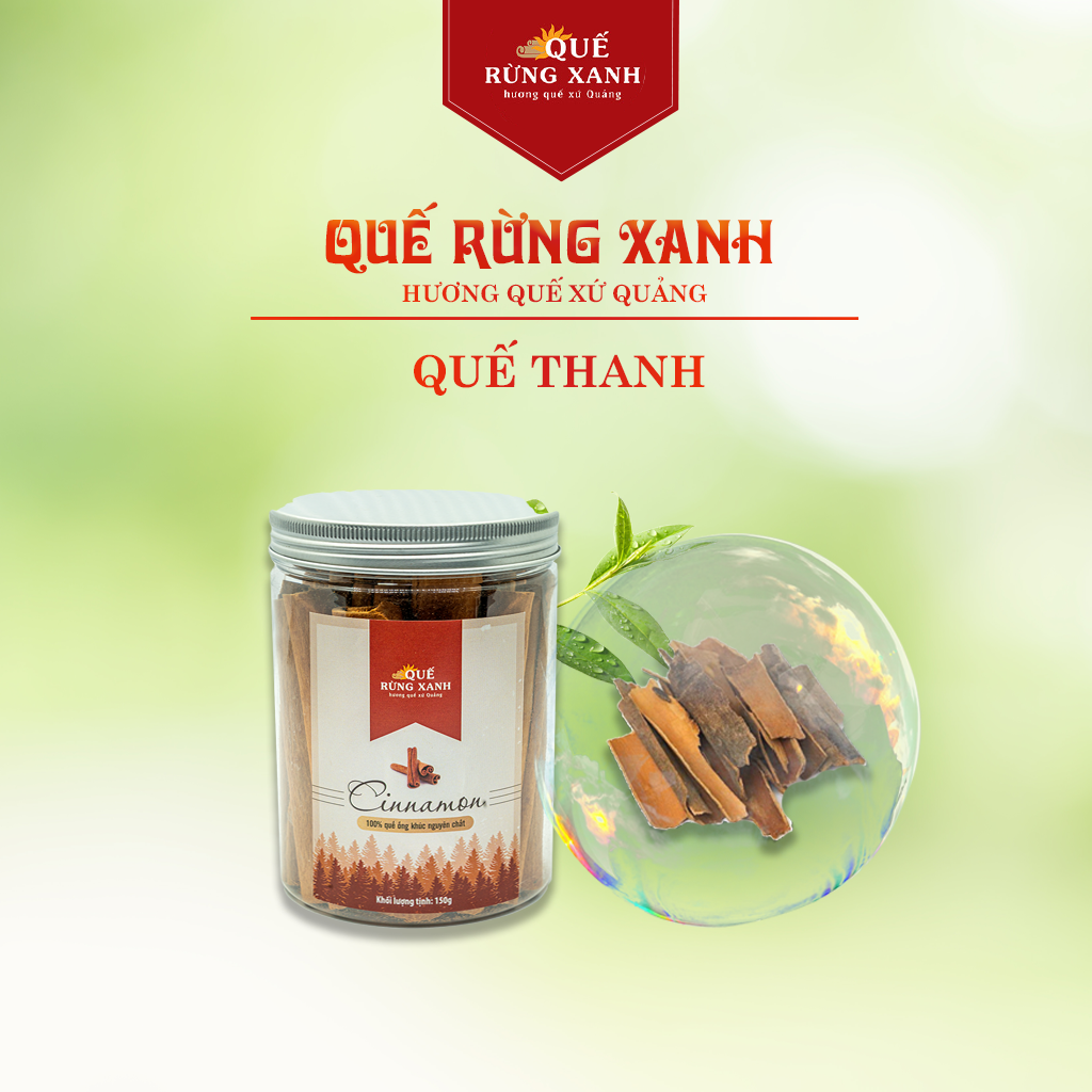 Vỏ quế thanh đã cạo vỏ nguyên chất 100%, nấu ăn, chống hôi miệng, ngăn ngừa các bệnh về tim 150g/hộp Quế Rừng Xanh - CHÍNH HÃNG