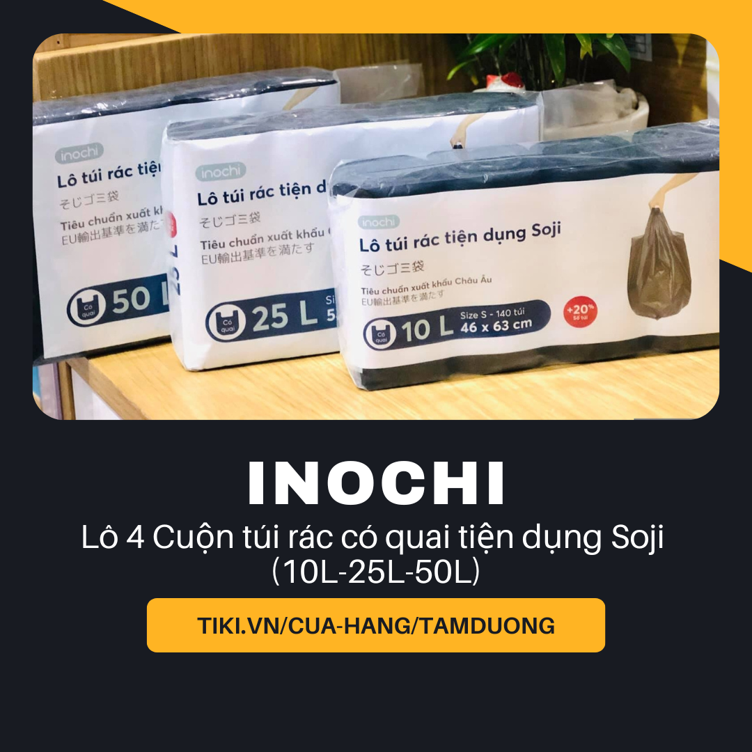 Lô 4 cuộn túi rác tiện dụng Inochi Soji (10L-25L-50L)