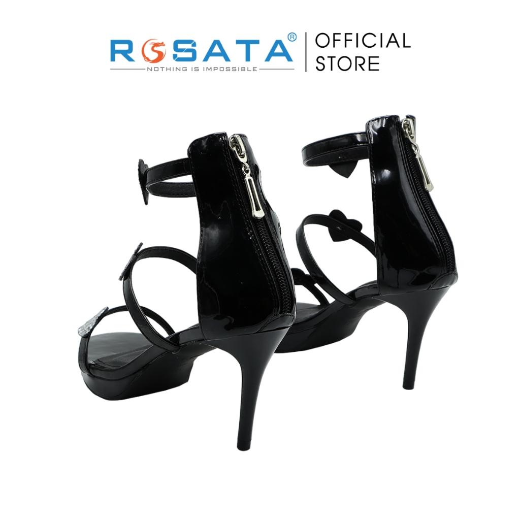 Giày sandal cao gót nữ ROSATA RO547 xỏ ngón mũi nhọn cổ cao quai hậu khóa kéo gót nhọn cao 7cm xuất xứ Việt Nam