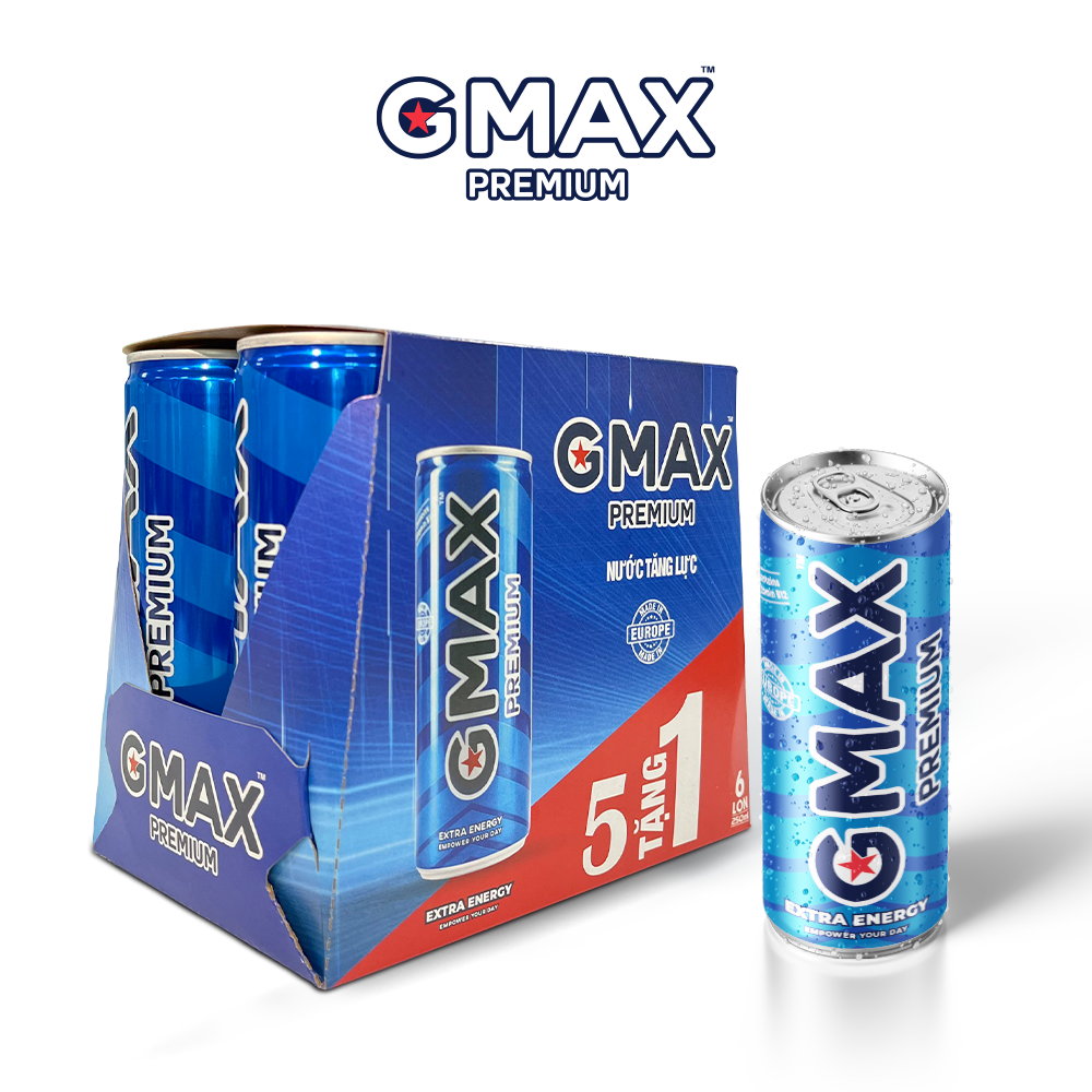 [MUA 5 TẶNG 1] Nước tăng lực Gmax Premium vị Classic (250ml x 6)