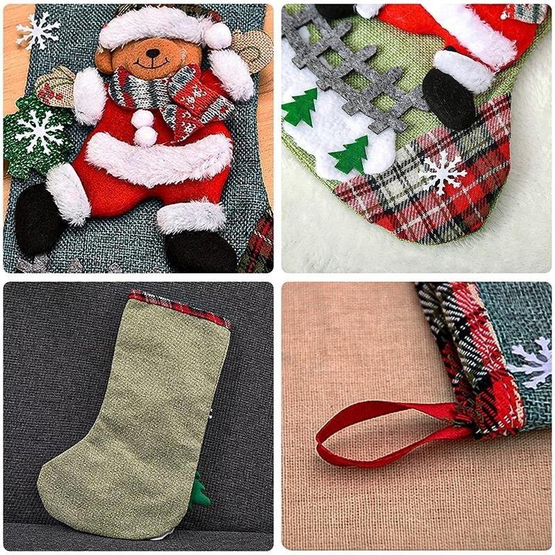 Túi đựng kẹo bằng vải lanh họa tiết giáng sinh dễ thương