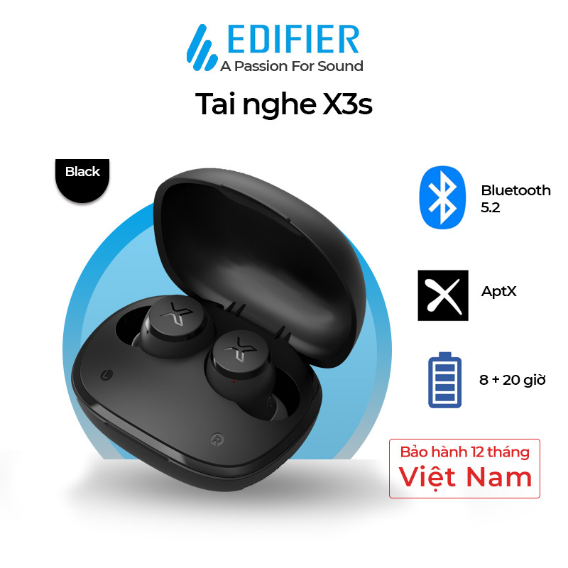 Tai nghe bluetooth Edifier X3s Qualcomm AptX Pin 28 giờ Game mode Khử ồn đàm thoại - Hàng chính hãng