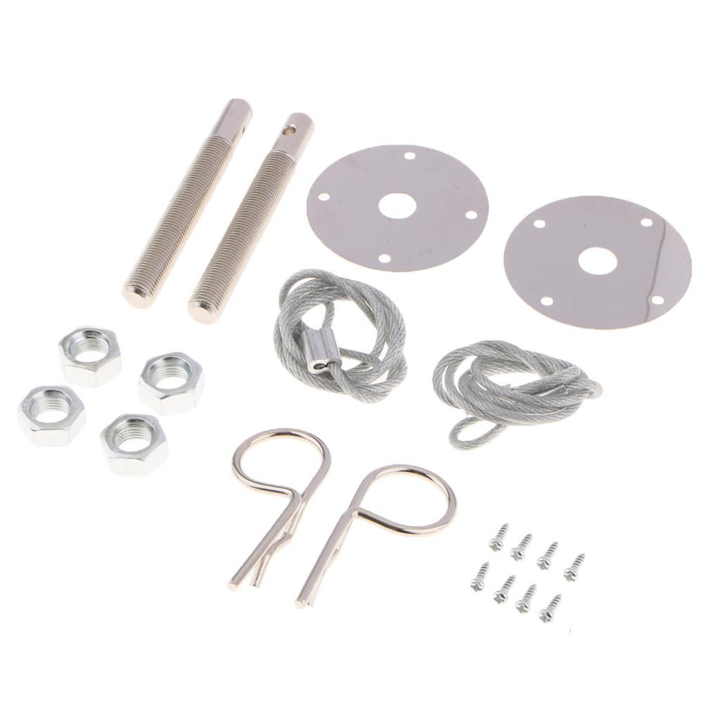 Universal Silver Aluminum Racing Hood Pin Appearance Kit Accessories