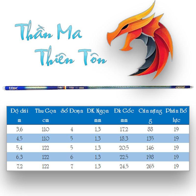 Cần câu tay Thần Ma Thiên Tôn 6H carbon xoắn, cần câu đơn câu đài, tặng kèm ngọn phụ xịn, có lóng thay thế