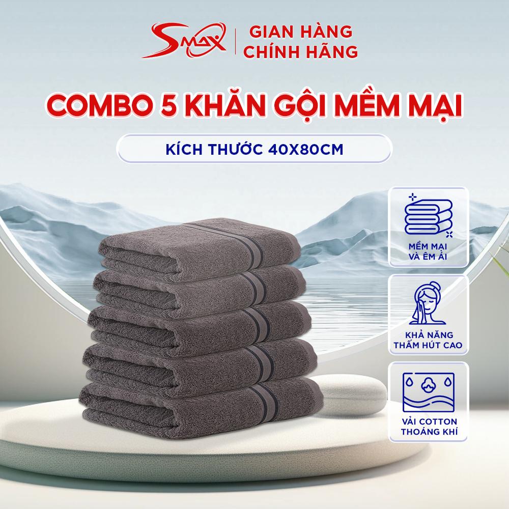 Combo 5 Khăn Gội Cotton Chất Liệu Cao Cấp, Thấm Hút Tốt, Đa Sắc Màu, Kích Thước 40x80cm
