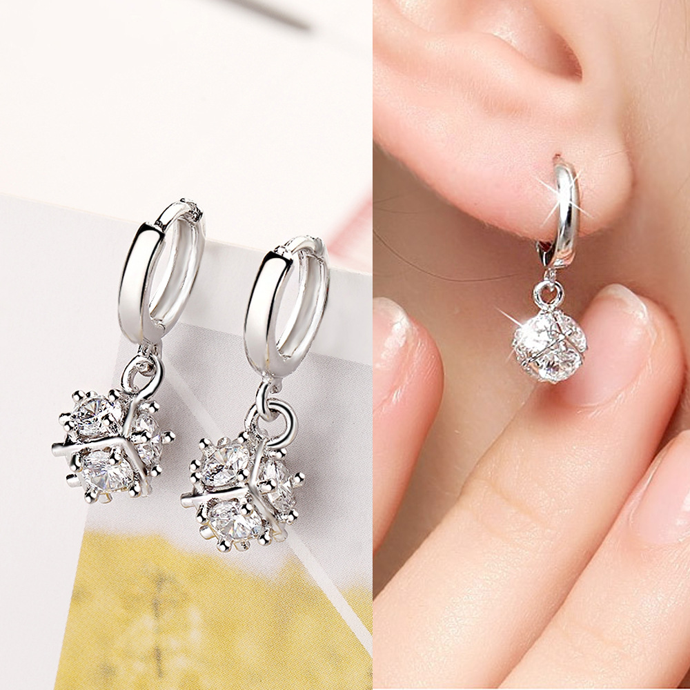 Hoa tai nữ thời trang hạt châu khoen bấm HT64