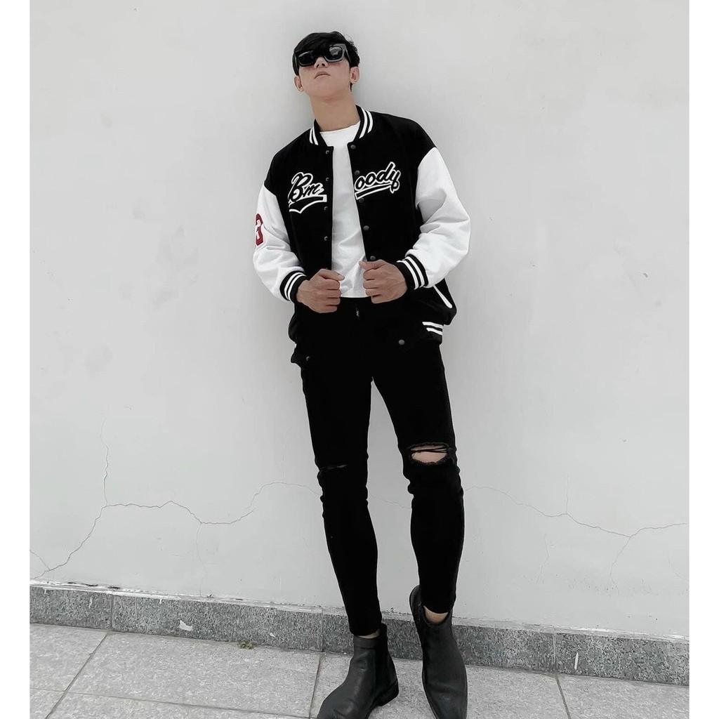 Áo Khoác Bomber Jacket Bmoody Form Rộng Unisex Nam Nữ Ulzzang KUN