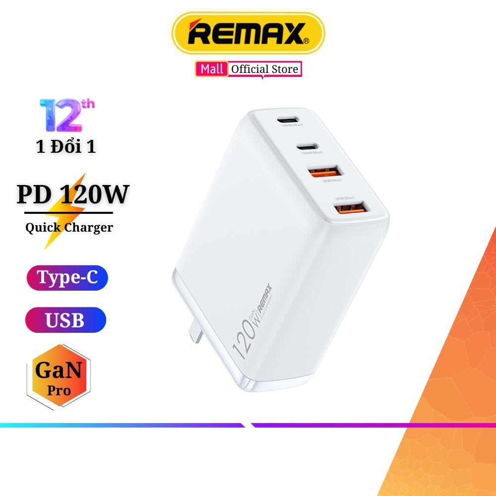 Củ sạc nhanh 120W 4 Cổng Remax TR257 GaN3 PRO cho Laptop, Mac Pro, iPad Pr0, 14 Pro Max, Note 10+, S20 PPS, PD 3.0, QC 4+ - Hàng Chính Hãng Remax Bảo Hành 12 Tháng Lỗi 1 Đổi 1