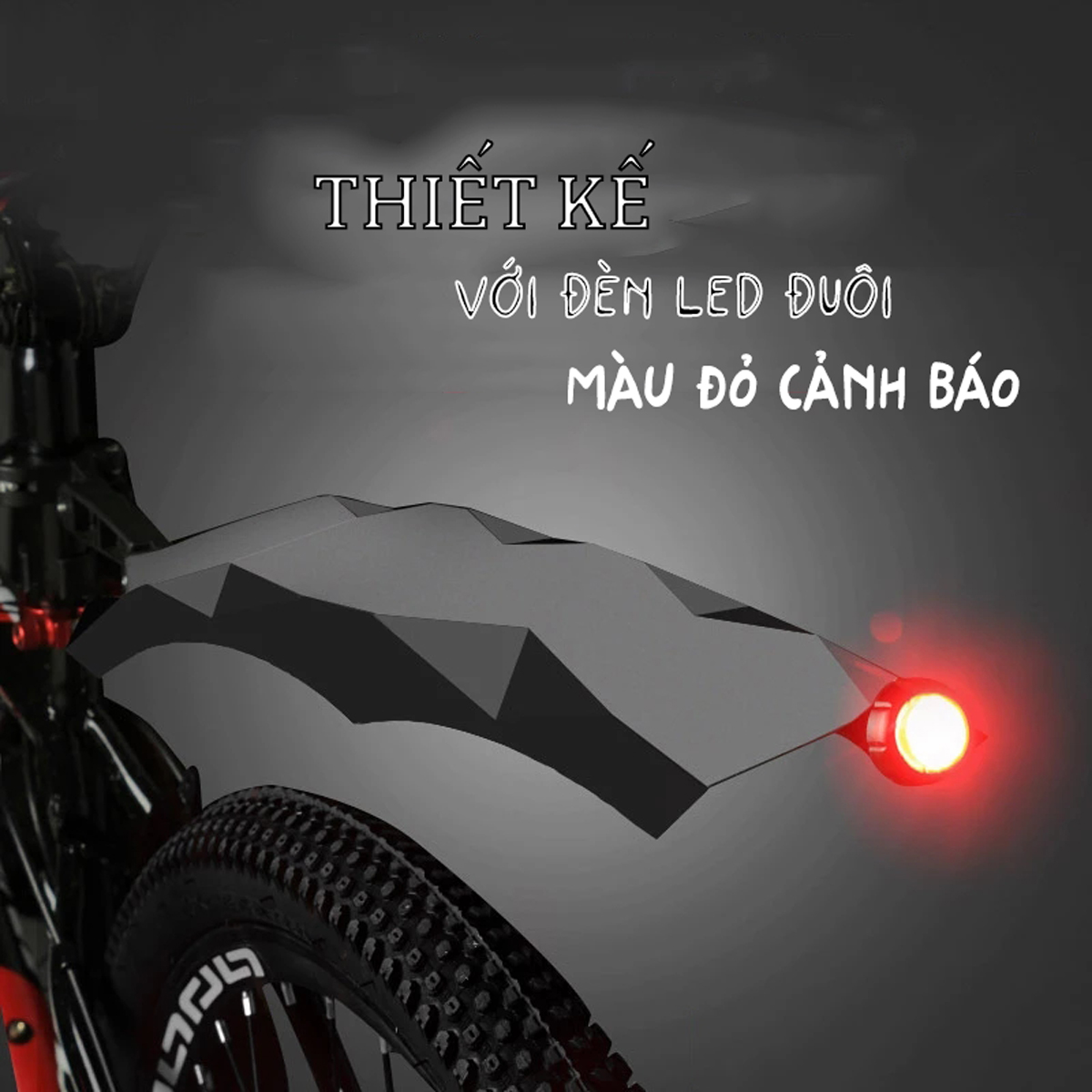 Bộ Vè Chắn Bùn Leo Núi Thể Thao Siêu Dẻo Mềm Chống Gãy 2 in 1 Cho Xe Đạp Địa Hình, MTB Tích Hợp Đèn Led Đuôi Cảnh Báo Phía Sau Màu Đỏ Mai Lee