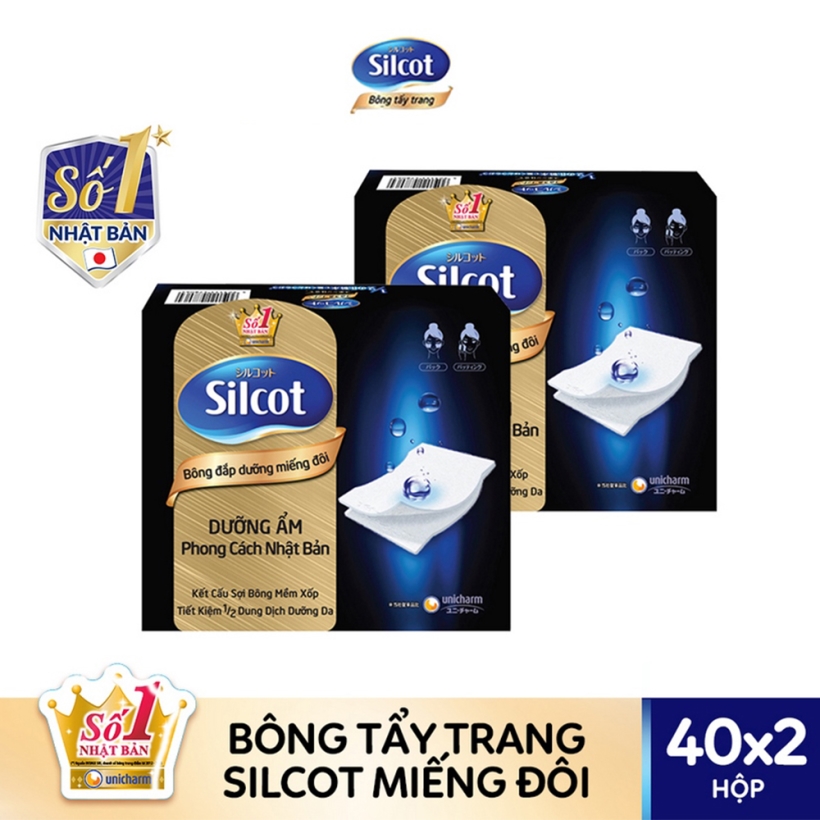 Bộ 2 Hộp Silcot Bông Đắp Dưỡng Miếng Đôi Tiện Dụng (40 Miếng/Hộp)