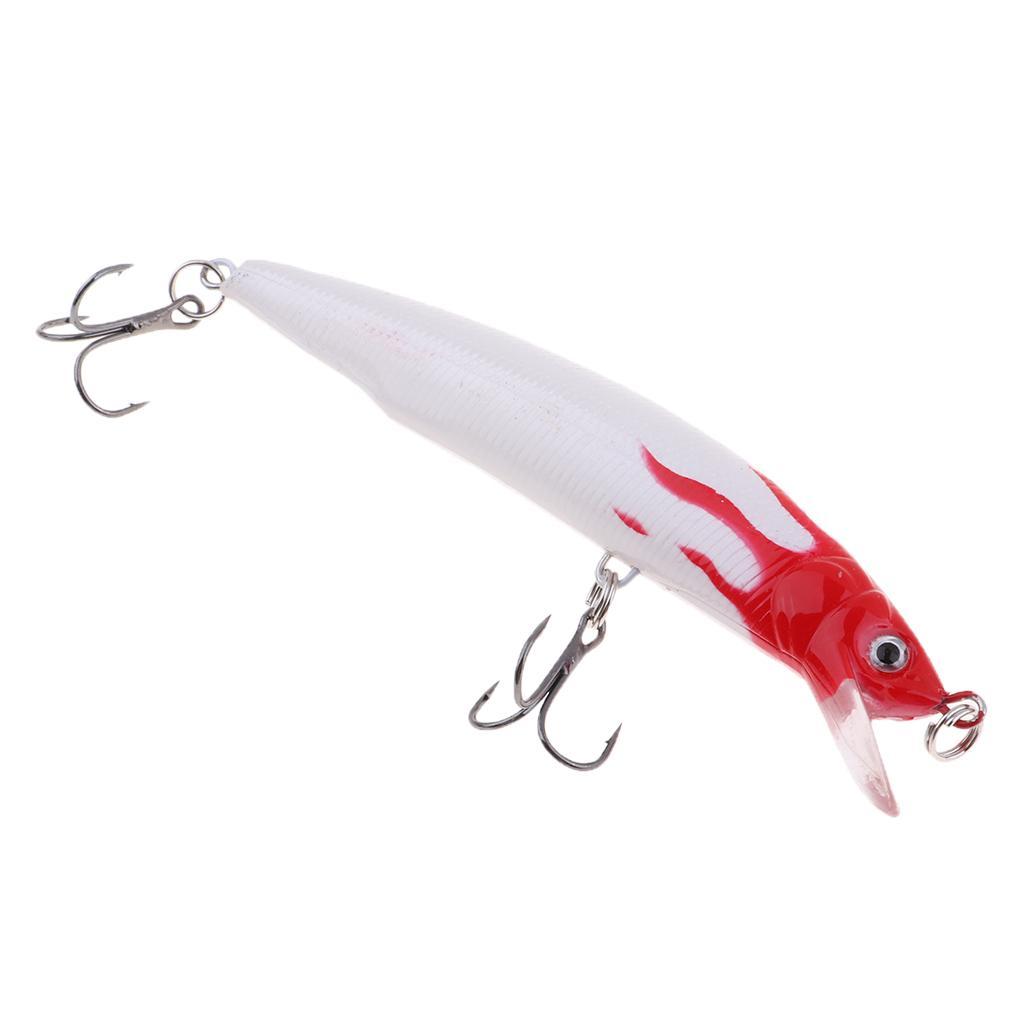 Premium Minnow Fishing Bait Hard Artificial Lure Crankbait Rigs with 2 Sharpe Anti-rust Treble Hooks