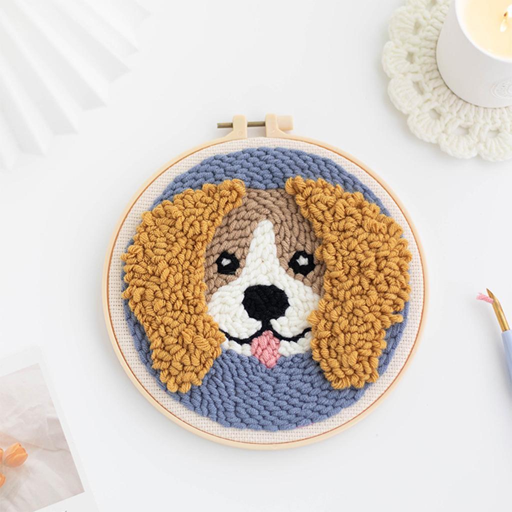 Punch Kit DIY Needlework Animal Dog Embroidery for Adult A
