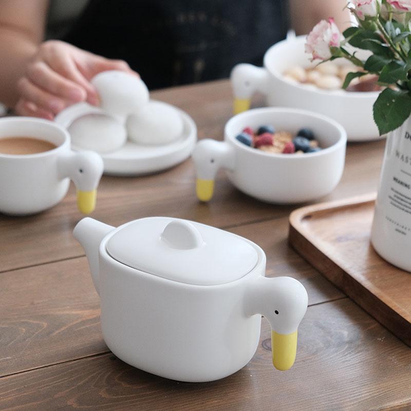 Vịt Gốm Sứ Bát Tràng Dễ Thương Vịt Cà Phê Đĩa Nồi Ấm Siêu Tốc Cốc Tráng Miệng Bát Bộ Đồ Ăn Cho Trẻ Ăn Tối Bộ Phụ Kiện Nhà Bếp